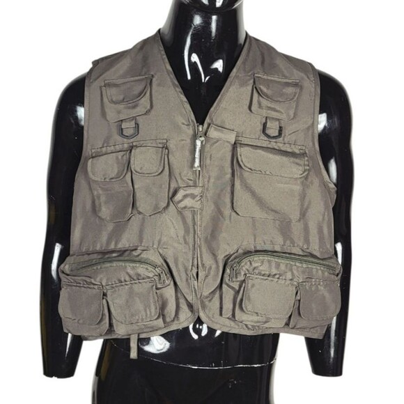 Vintage Master Sportsman Fishing Vest Green Lots of Pockets Lightweight Large - Picture 1 of 9